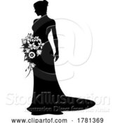 Vector Illustration of Bride Bridal Wedding Dress Silhouette Lady Design by AtStockIllustration