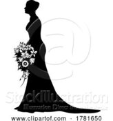 Vector Illustration of Bride Bridal Wedding Dress Silhouette Lady Design by AtStockIllustration