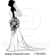 Vector Illustration of Bride Bridal Wedding Dress Silhouette Lady Design by AtStockIllustration