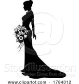 Vector Illustration of Bride Bridal Wedding Dress Silhouette Lady Design by AtStockIllustration