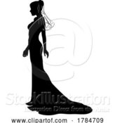 Vector Illustration of Bride Bridal Wedding Dress Silhouette Lady Design by AtStockIllustration