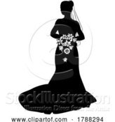 Vector Illustration of Bride Bridal Wedding Dress Silhouette Lady Design by AtStockIllustration