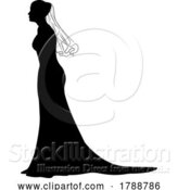 Vector Illustration of Bride Bridal Wedding Dress Silhouette Lady Design by AtStockIllustration