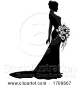 Vector Illustration of Bride Bridal Wedding Dress Silhouette Lady Design by AtStockIllustration