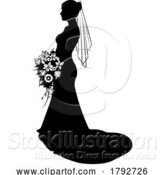 Vector Illustration of Bride Bridal Wedding Dress Silhouette Lady Design by AtStockIllustration