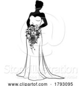 Vector Illustration of Bride Bridal Wedding Dress Silhouette Lady Design by AtStockIllustration