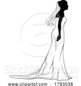 Vector Illustration of Bride Bridal Wedding Dress Silhouette Lady Design by AtStockIllustration