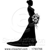 Vector Illustration of Bride Bridal Wedding Dress Silhouette Lady Design by AtStockIllustration