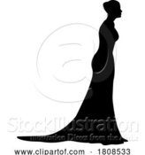 Vector Illustration of Bride Bridal Wedding Dress Silhouette Lady Design by AtStockIllustration