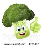Vector Illustration of Broccoli Vegetable Character Emoji Mascot by AtStockIllustration