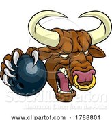 Vector Illustration of Bull Minotaur Longhorn Cow Bowling Mascot by AtStockIllustration