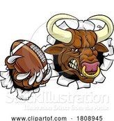 Vector Illustration of Bull Minotaur Longhorn Cow Football Mascot by AtStockIllustration