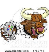 Vector Illustration of Bull Minotaur Longhorn Cow Gamer Mascot by AtStockIllustration