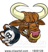 Vector Illustration of Bull Minotaur Longhorn Cow Pool Mascot by AtStockIllustration