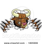 Vector Illustration of Bull Minotaur Longhorn Monster Cow Mascot by AtStockIllustration