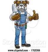 Vector Illustration of Bulldog Bricklayer Builder Holding Trowel Tool by AtStockIllustration