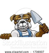 Vector Illustration of Bulldog Bricklayer Builder Holding Trowel Tool by AtStockIllustration