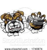 Vector Illustration of Bulldog Ice Hockey Player Animal Sports Mascot by AtStockIllustration