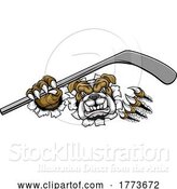 Vector Illustration of Bulldog Ice Hockey Player Animal Sports Mascot by AtStockIllustration