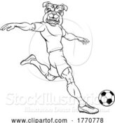 Vector Illustration of Bulldog Soccer Football Player Sports Mascot by AtStockIllustration