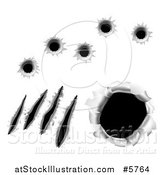 Vector Illustration of Bullet Holes and Scratches Through Metal by AtStockIllustration