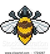 Vector Illustration of Bumble Bee Bug Insect Pixel Art Video Game Icon by AtStockIllustration
