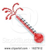 Vector Illustration of Bursting Exploding Thermometer Pixel Art Icon by AtStockIllustration