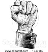 Vector Illustration of Business Fist in the Air Propaganda Poster Style by AtStockIllustration