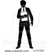 Vector Illustration of Business People Guy with Clipboard Silhouette by AtStockIllustration