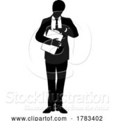 Vector Illustration of Business People Guy with Clipboard Silhouette by AtStockIllustration