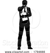 Vector Illustration of Business People Guy with Clipboard Silhouette by AtStockIllustration