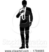 Vector Illustration of Business People Guy with Clipboard Silhouette by AtStockIllustration