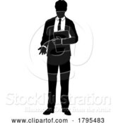 Vector Illustration of Business People Guy with Clipboard Silhouette by AtStockIllustration