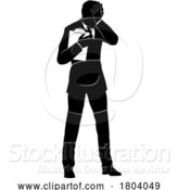 Vector Illustration of Business People Guy with Clipboard Silhouette by AtStockIllustration