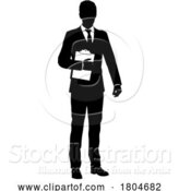 Vector Illustration of Business People Guy with Clipboard Silhouette by AtStockIllustration