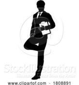 Vector Illustration of Business People Guy with Clipboard Silhouette by AtStockIllustration