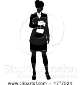 Vector Illustration of Business People Lady with Clipboard Silhouette by AtStockIllustration