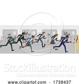 Vector Illustration of Business People Running Race Finish Line Concept by AtStockIllustration