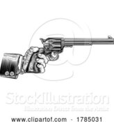 Vector Illustration of Business Suit Hand Western Cowboy Gun Pistol by AtStockIllustration