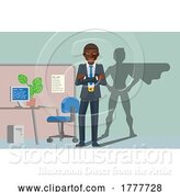 Vector Illustration of Businessman Hero with Superhero Shadow Concept by AtStockIllustration