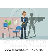 Vector Illustration of Businessman Hero with Superhero Shadow Concept by AtStockIllustration