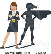 Vector Illustration of Businesswoman Super Hero Shadow Mascot by AtStockIllustration