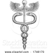 Vector Illustration of Caduceus Vintage Doctor Medical Snakes Symbol by AtStockIllustration