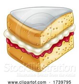 Vector Illustration of Cake Sponge Slice Jam Cream Woodcut Drawing by AtStockIllustration