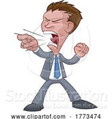 Vector Illustration of Cartoon Angry Boss Office Worker in Suit Shouting by AtStockIllustration