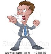 Vector Illustration of Cartoon Angry Boss Office Worker in Suit Shouting by AtStockIllustration