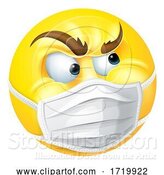 Vector Illustration of Cartoon Angry Emoticon Emoji PPE Medical Mask Face Icon by AtStockIllustration