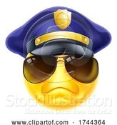 Vector Illustration of Cartoon Angry Policeman Emoticon Emoji Face Icon by AtStockIllustration
