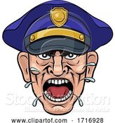 Vector Illustration of Cartoon Angry Policeman Police Officer Cartoon by AtStockIllustration