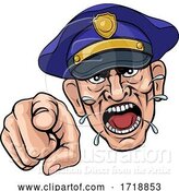 Vector Illustration of Cartoon Angry Policeman Police Officer Cartoon by AtStockIllustration